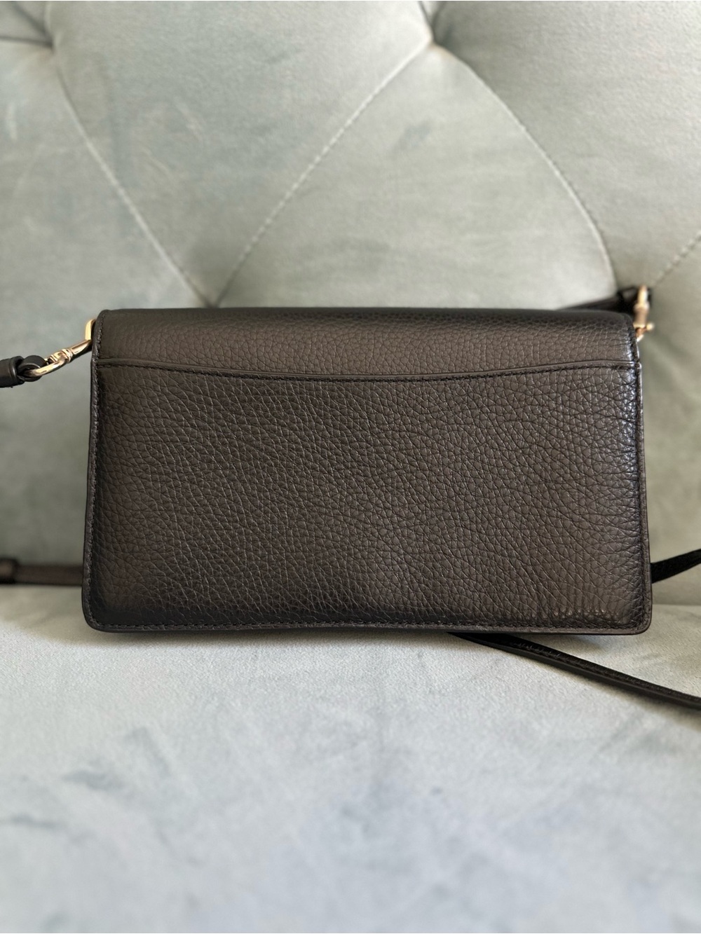Coach Black Pebbled Leather Crossbody Wallet with Gold Logo - Picture 7 of 17